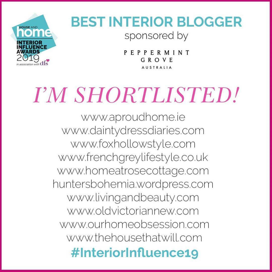 Shortlist of ten nominees for Best Interior Blogger.