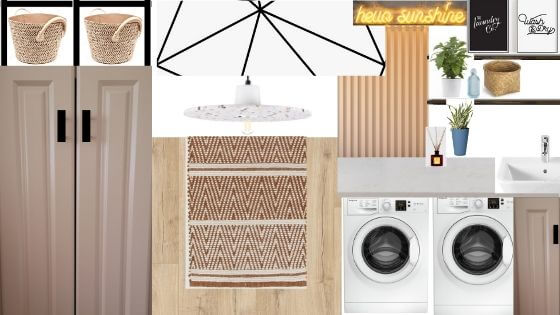 Mood board of a utility room for the one room challenge.