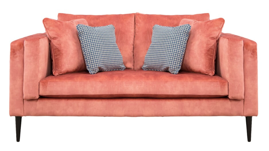 A coral velvet two seater.