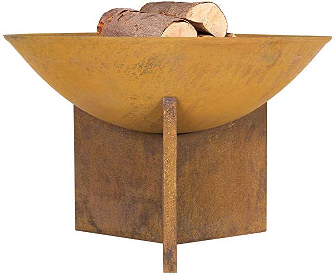 A rust oxidized firepit bowl.