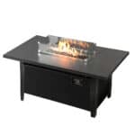 A black firepit table.