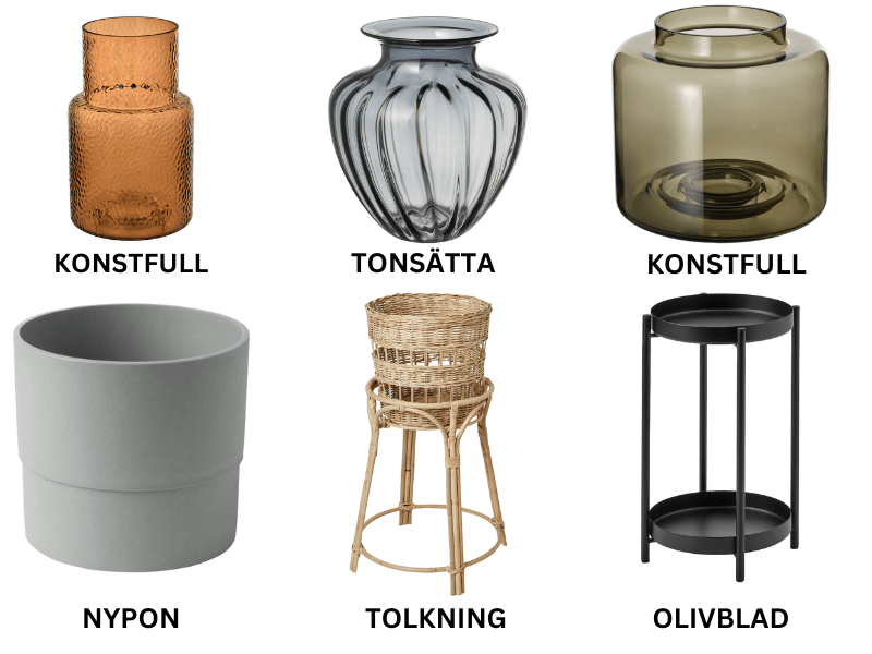 A selection of vases and plant pots from Ikea.