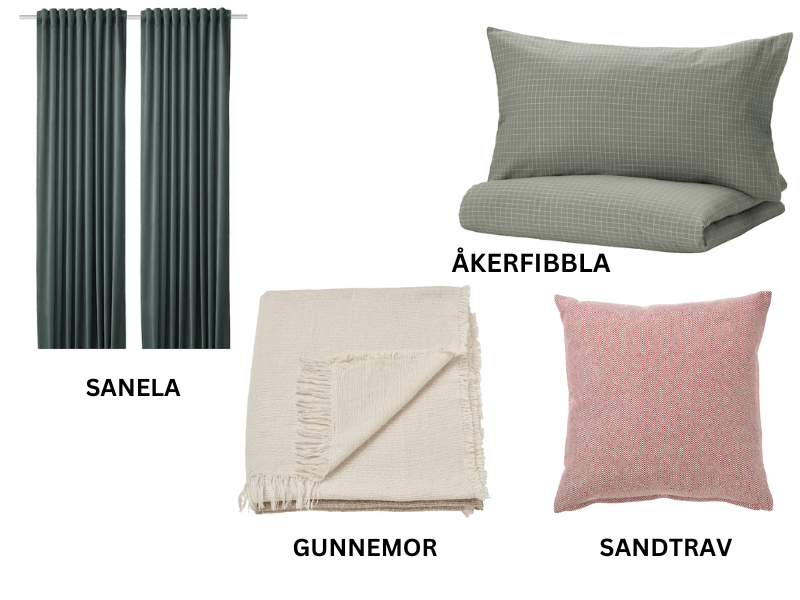 A selection of soft furnishings from ikea.