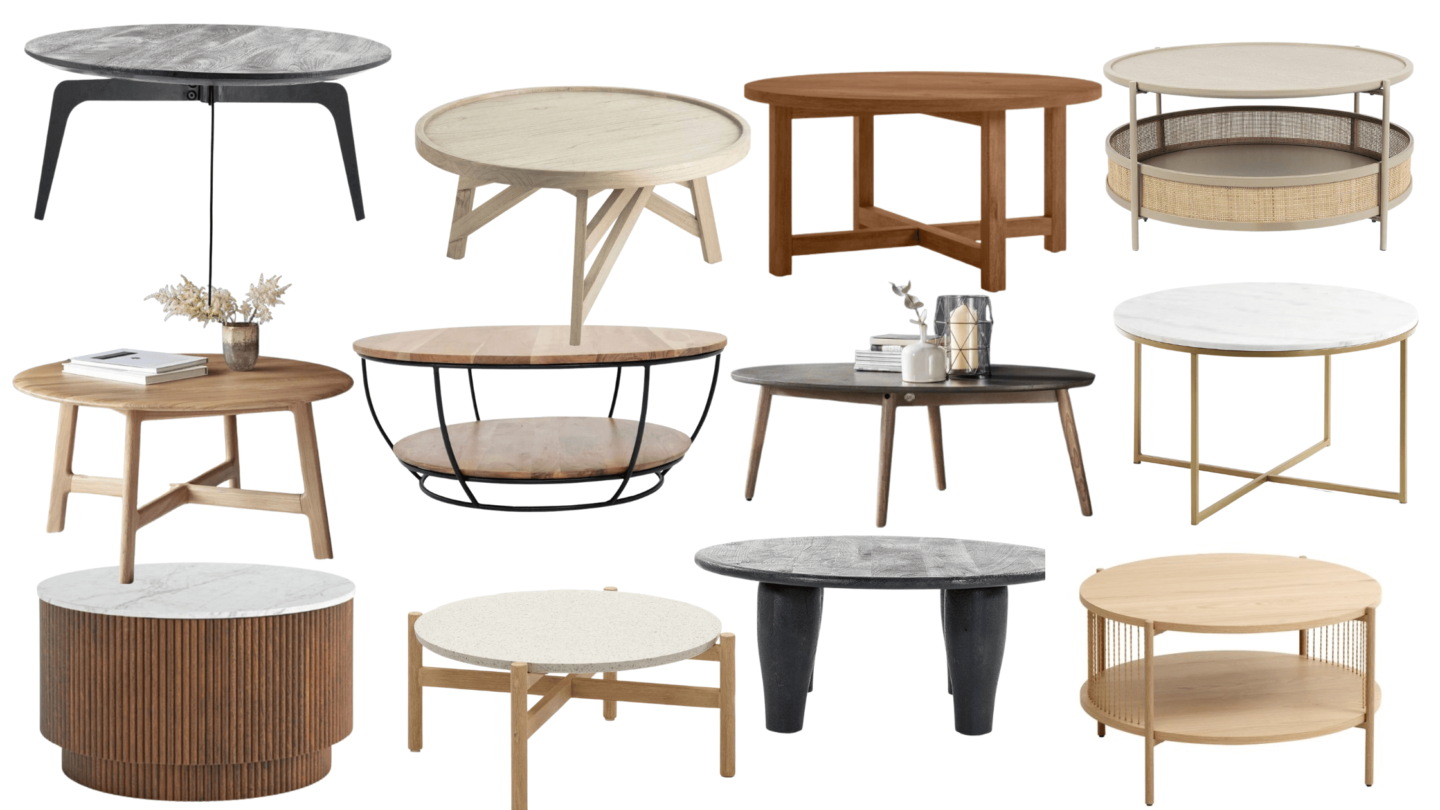 A selection of 12 round coffee tables.